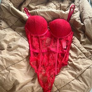 Red lace corset lingerie (can be used as going out top with a pair of jeans)